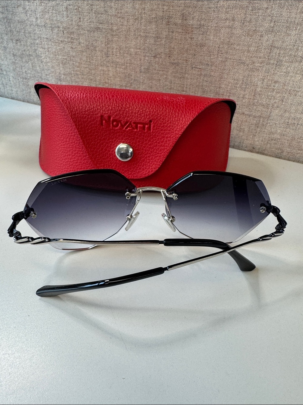 Authentic Novattti Women’s Rimless Gradient Gray Italian Sunglasses NEW - Picture 7 of 10
